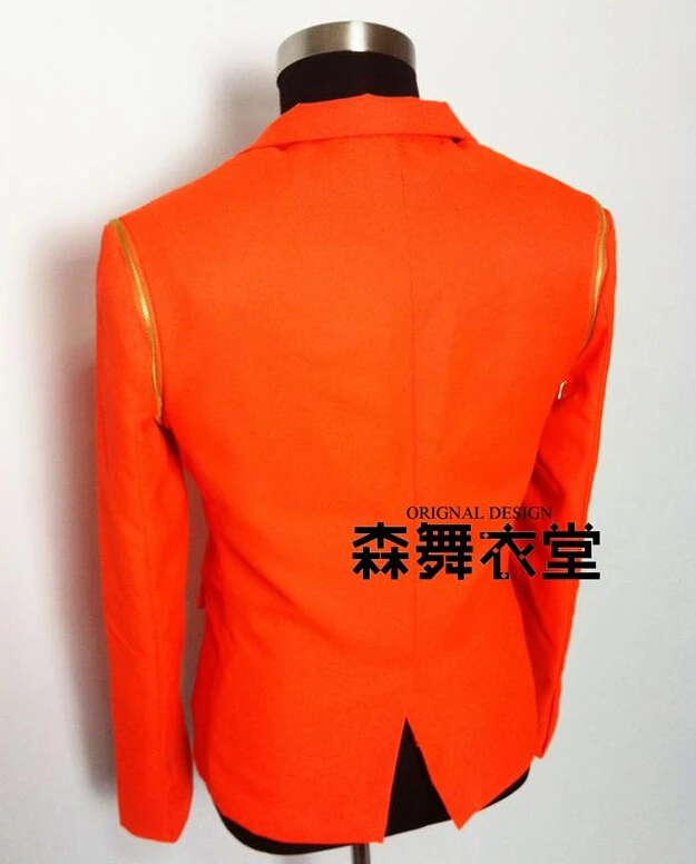 S-5xl мужские модные тонкие костюмы для Dj Singer топовые концертов неоновые оранжевые