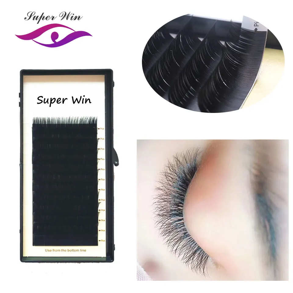 16rows/case 5~20mm mix premium natural synthetic mink individual eyelash extension makeup cilia professional | Красота и здоровье