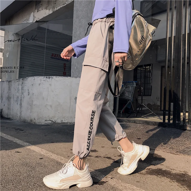 baggy pants women summer 2019 fashionable harem streetwear sweatpants trousers packet letter black lady punk tumblr pantalones | Женская