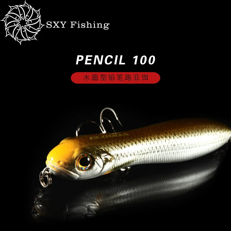 

SXY FISHING PENCIL 100 Water surface type pencil lead bait Strengthening slots hook 3D Simulation technology Laser coating