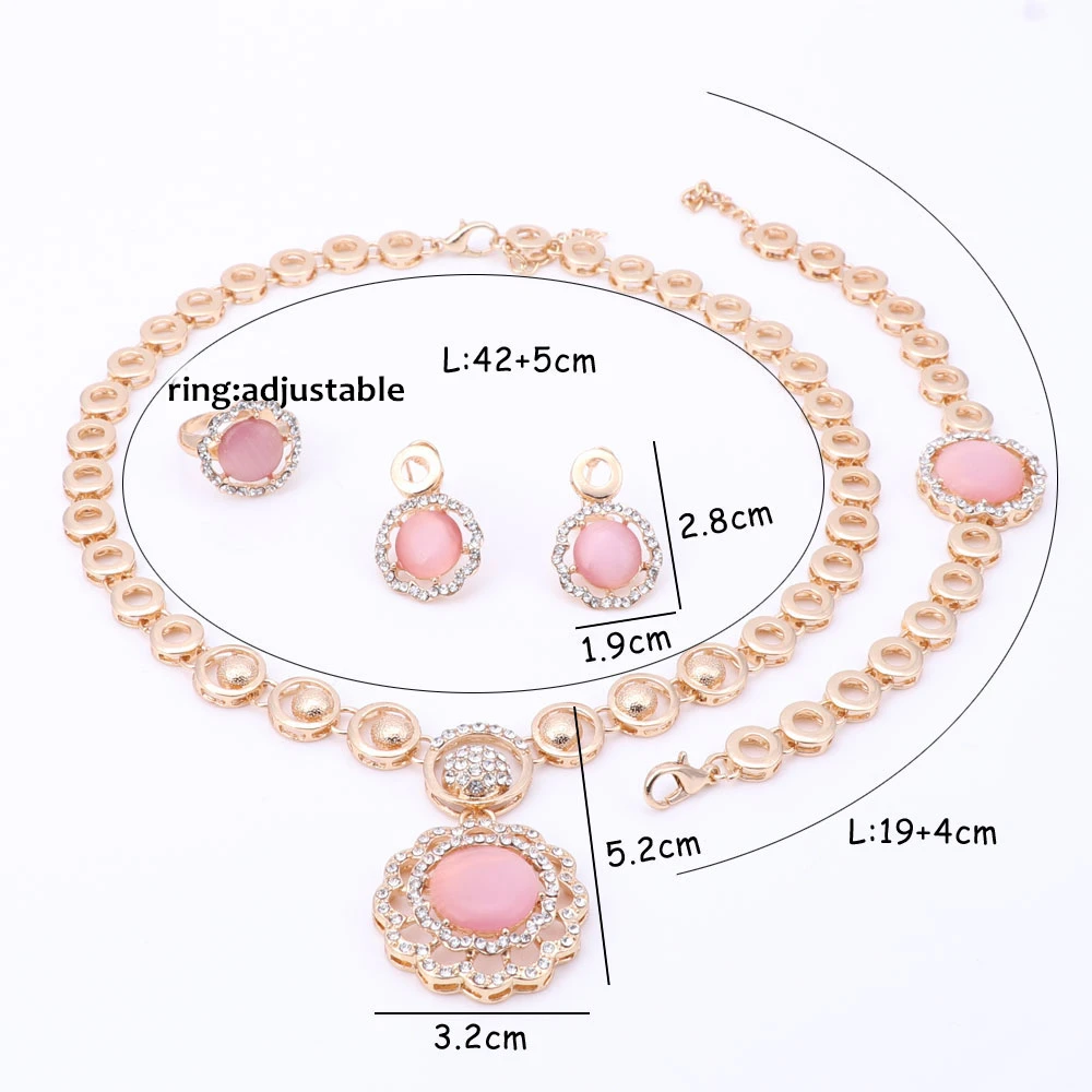 Женский ювелирный комплект из колье серёг браслета и кольца|Ювелирные наборы| |