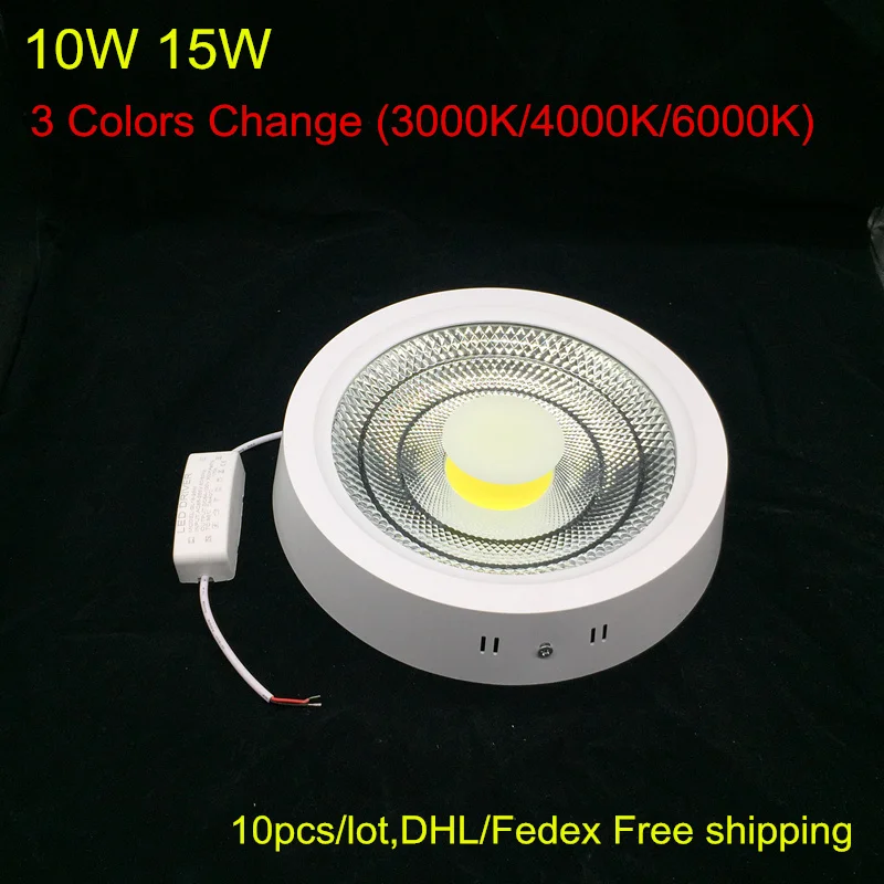 

Светодиодный потолочный светильник без резки 10 Вт 15 Вт, светодиодный светильник с водителем, 3 цвета, CE & RoHs DHL/Fedex, бесплатная доставка
