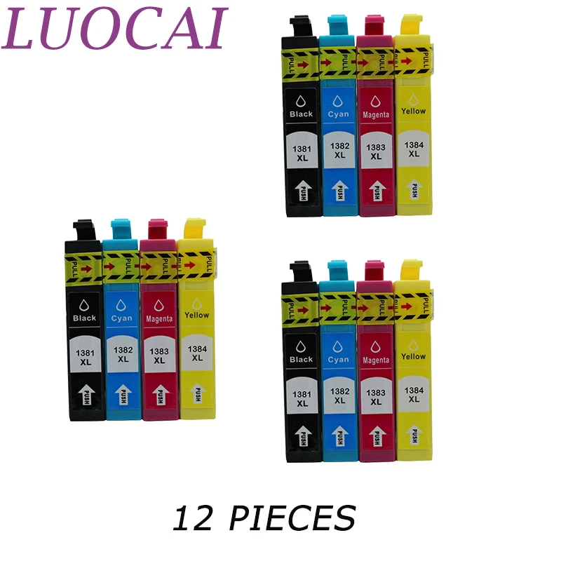 4X LuoCai Ink Cartridges Compatible T1381 T1382 T1383 T1384 For Epson Stylus Workforce 60 320 325 525 625 630 633 840 Printer