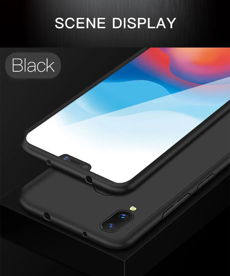 360 Жесткий Полный Чехол для Xiaomi mi 5 8 Lite SE 5X 6X 5S Plus Note 2 3 mi x 2 Play PocoPhone F1 A1 A2 защитное стекло Funda - Цвет: Black