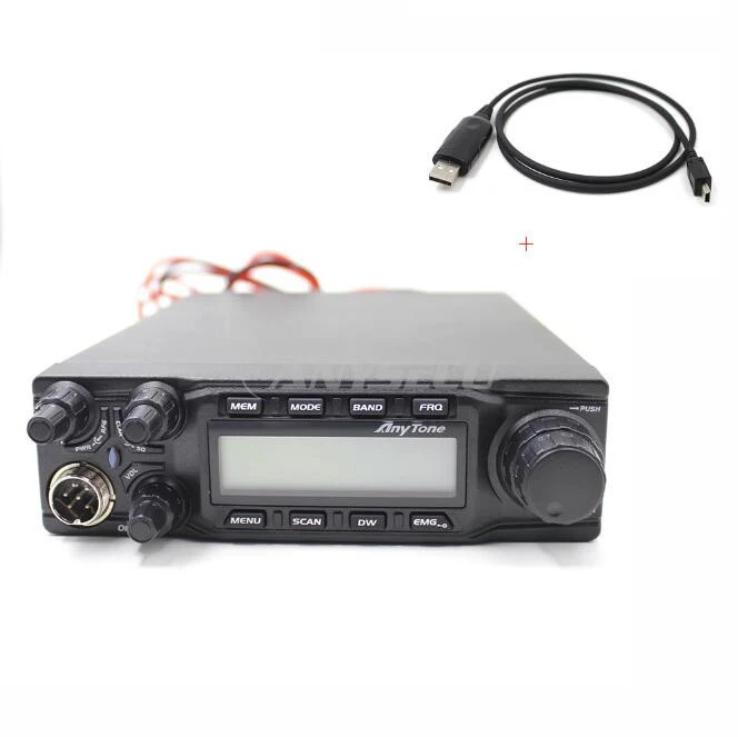 Большие ЖК-дисплеи AT-6666 AM FM USB LSB PW CW 10 метров 28,000-29,700 МГц 40 каналов cb радио+ программный кабель - Цвет: AT-6666-Cable