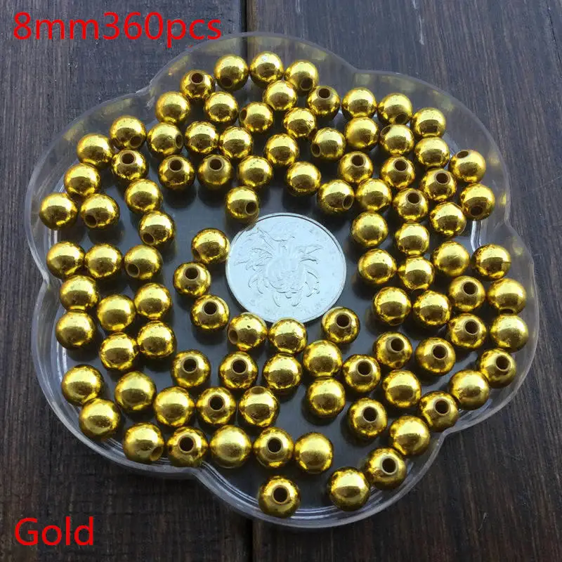 8mm 180pcs 50 грамм 4 6 8 до 10 мм Золотые/серебряные ювелирные изделия имитация жемчуга интервальные шарики ювелирные изделия DIY ожерелье браслет - Цвет: 8mm 180pcs