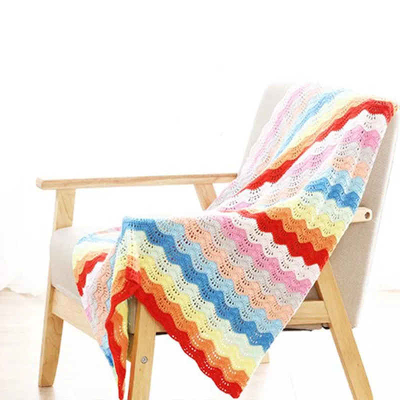 Теплый Радужный Хлопковый вязаный вручную шерстяной свитер 5 нитей 100 г зимний