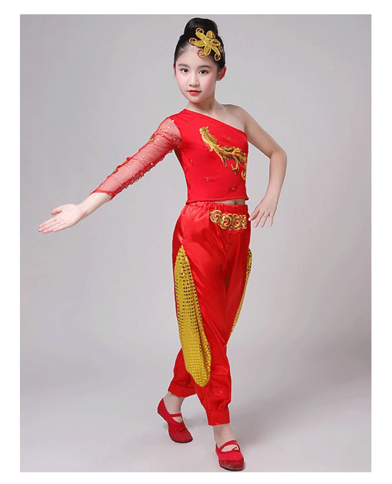Детские Классические танцевальные костюмы в китайском стиле для девочек Янко