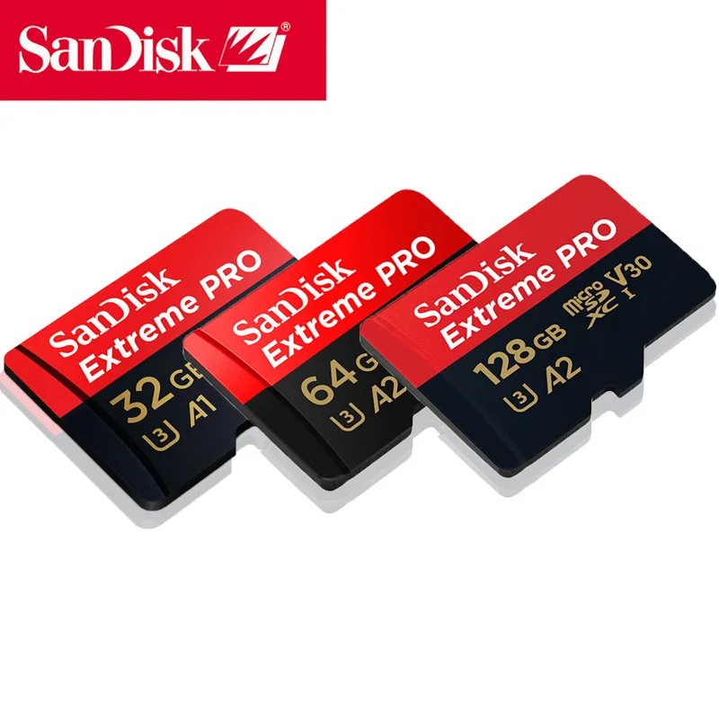 Двойной флеш-накопитель sandisk extreme pro Micro SD Card до 170 МБ/с. A2 V30 U3 32 Гб 64 Гб 128 ГБ флэш-памяти TF карта, карта памяти Micro SD с адаптером SD