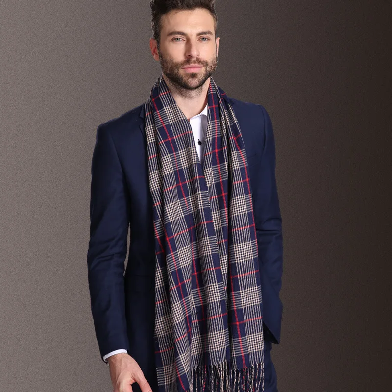 

New Europe Fashion Shawl Scarves Men Winter Warm Tartan Scarf Business Sjaal Plaid Cotton Wraps Bufanda Foulard szaliki i chusty