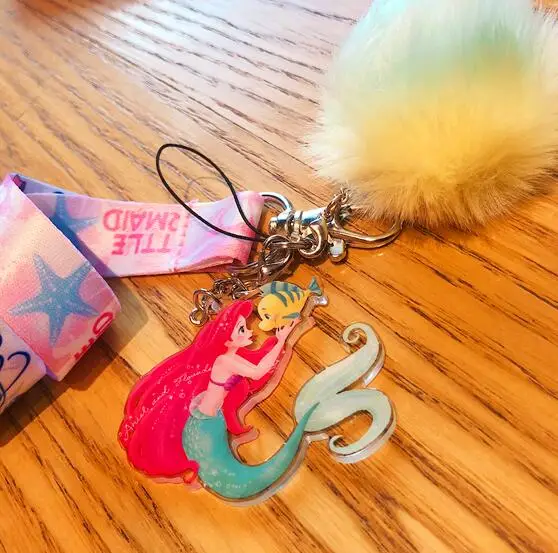 1 шт. акриловый брелок с изображением Русалочки для ключей держатель