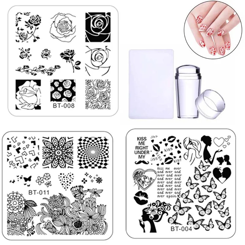 Biutee 6 шт./компл. шаблон штамповочных плит для ногтей кружева цветок животный узор