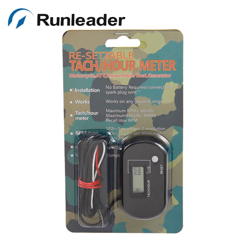 RL-HM025R Digital Resettable LCD Tachometer Hour Meter for mower motocross snowmobile ATV brush sod cutters transfer pump | Автомобили и