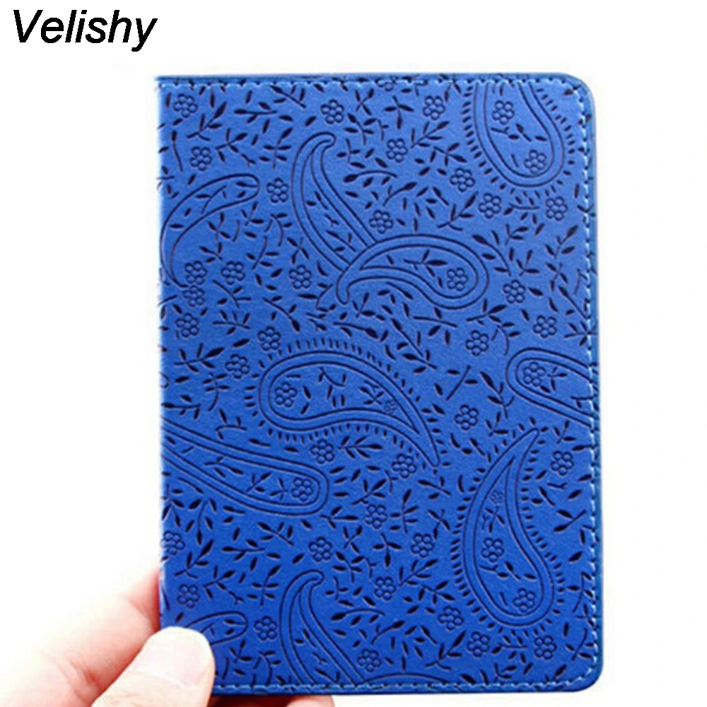 

Velishy PU Leather ID Card Holder Lavender Print Passport Cover Travel Ticket Pouch Packages Passport Covers Passport Bag Case