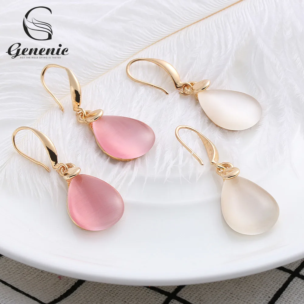 Женские серьги-капли в форме капли 1 пара с прозрачным лунным камнем опалом