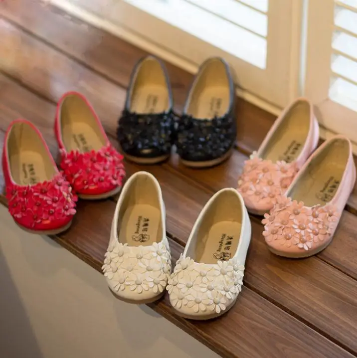 Children Shoes Girls Princess Fashion Leather Lovely Flower Kids Soft Sole Flats Flat | Детская одежда и обувь