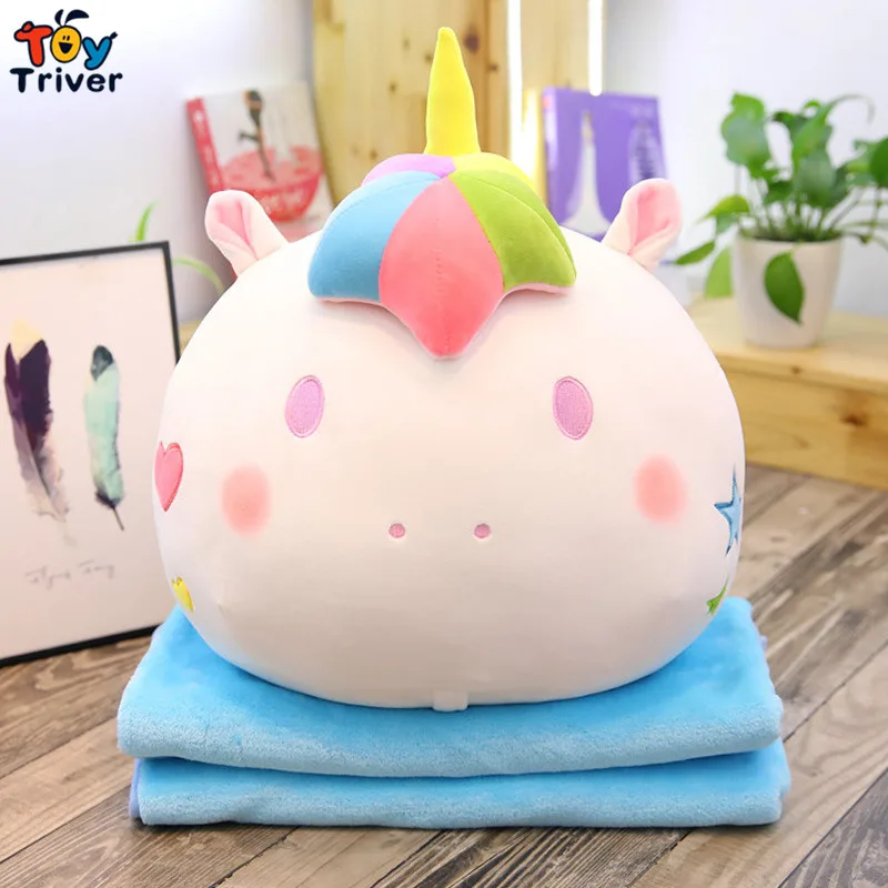 Портативное одеяло Kawaii с единорогом плюшевая игрушка кукла для маленькой
