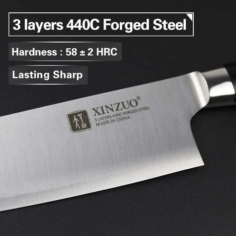 Нож для нарезки XINZUO 3-слойный кухонный нож 440C из закаленной стали с рукояткой G10 |