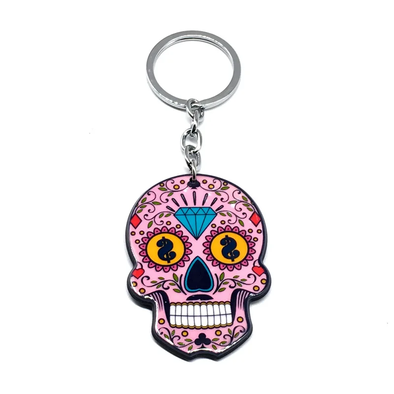 4 Calavera сахарно-сладкий причудливый череп брелок для ключей празднование мексиканского дня мертвых хэллоуин акриловая сахарная цепочка для ключей с черепом - Цвет: 4