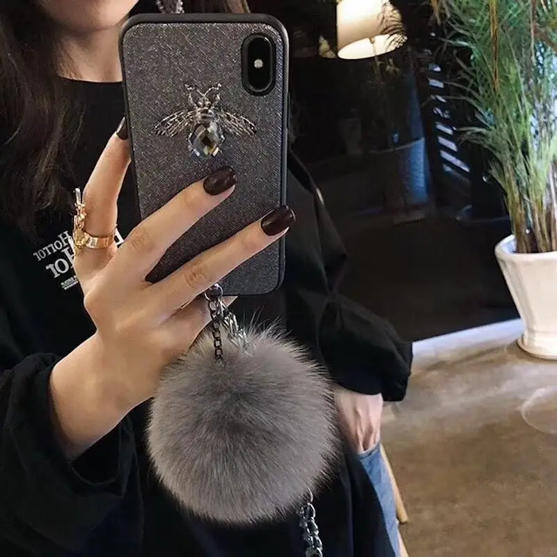 Для iPhone 6 6S 7 8 Plus X XS MAX XR Роскошные модные стразы пчела diamond браслет-цепочка Фокс