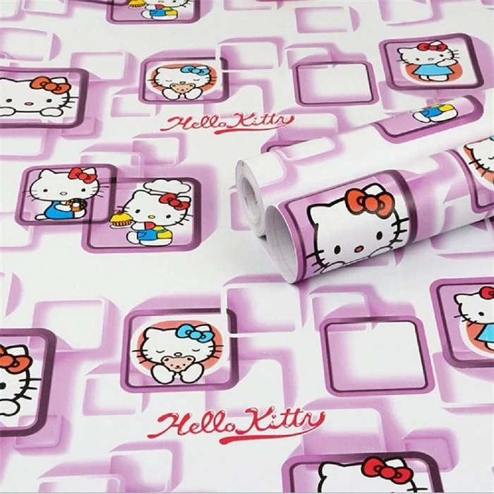 45 см X 1000 см HelloKitty, водонепроницаемые самоклеящиеся обои из ПВХ, настенные наклейки для гостиной, телевизора, стены, спальни, для детей, креативные - Цвет: Тёмно-синий