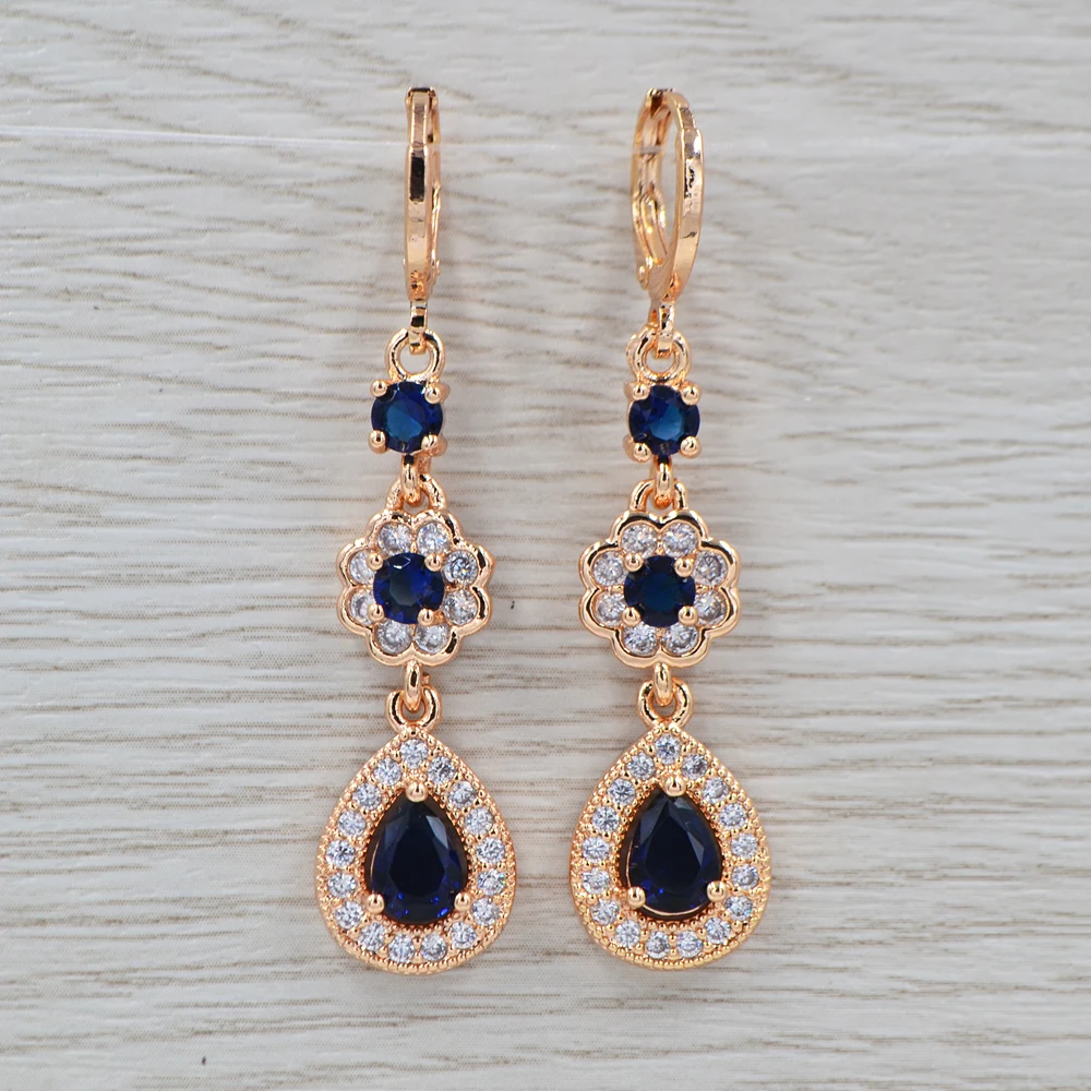 Великолепные Модные женские серьги золотого цвета с фиолетовым фианитом |