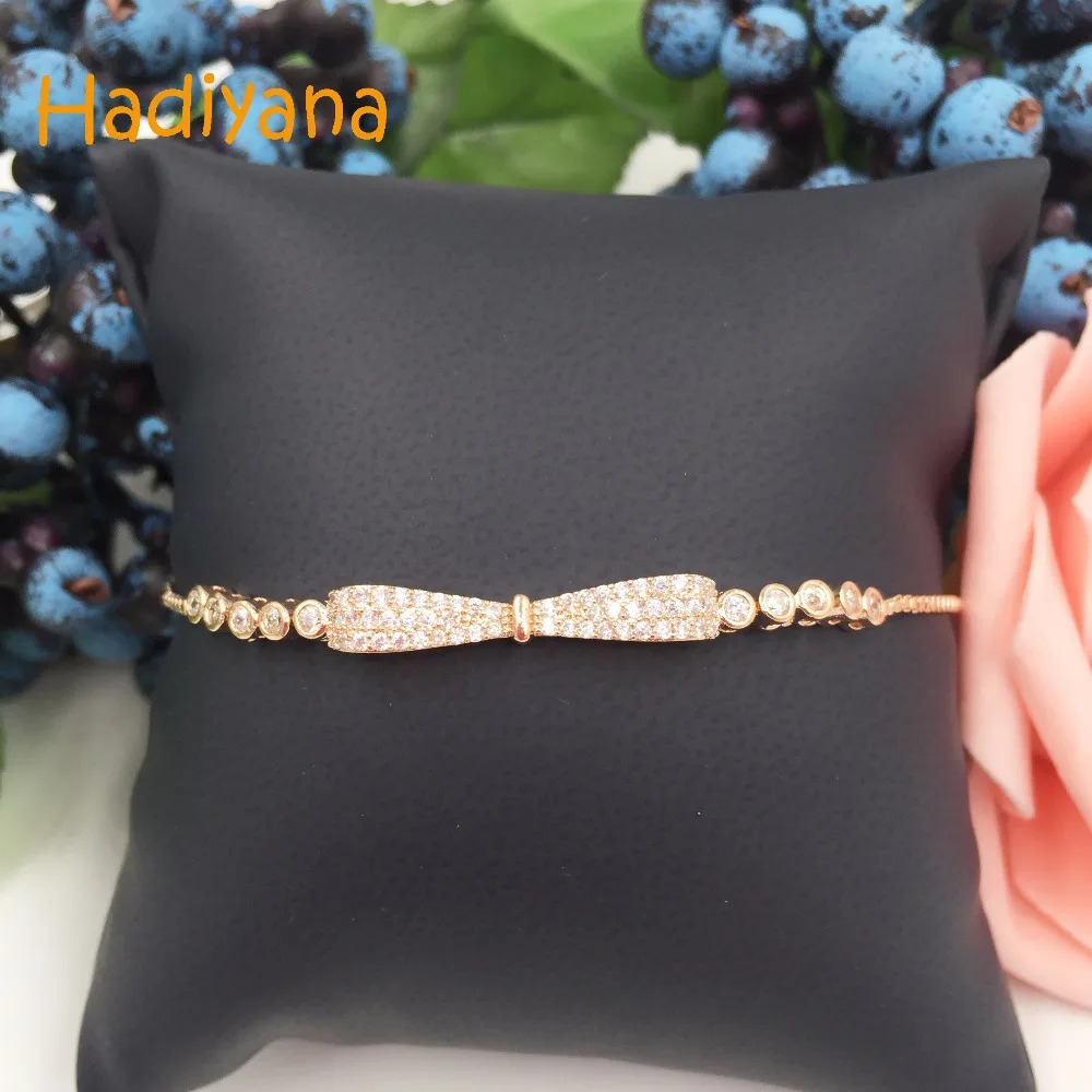 Женский браслет с бантом Элегантный регулируемый фианитом SL445 Pulsera |