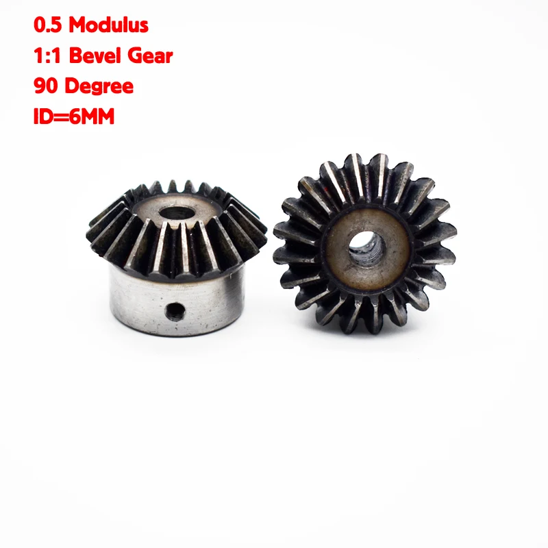 

2Pcs 1:1 Bevel Gear 0.5Modulus 30/40 Teeth 90 Degree ID=6MM Steel Gears