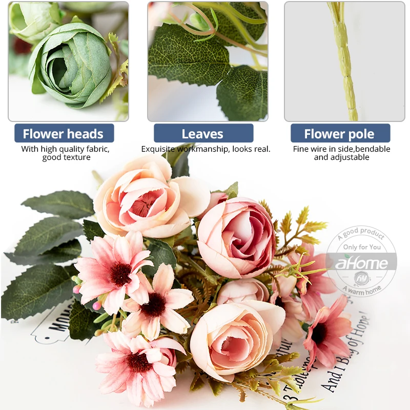 Искусственный букет цветов чайная роза свадебное украшение для дома цветочный