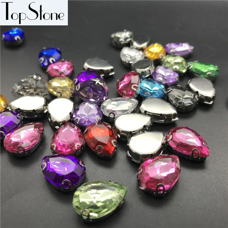 Цветные каплевидные Стразы TopStone 13х18 мм D Пришивные акриловые камни для одежды