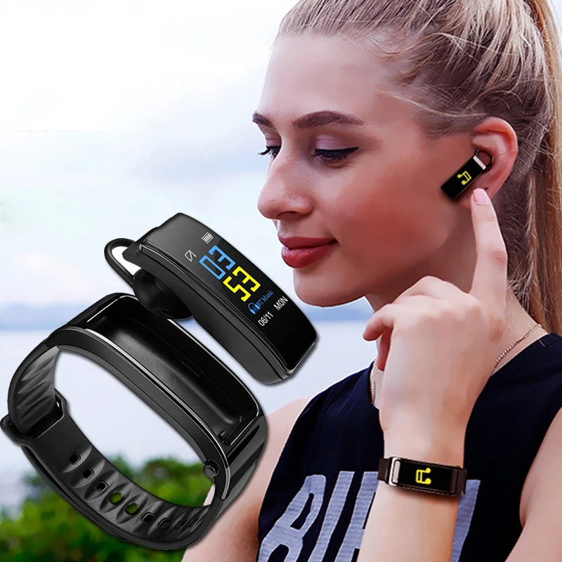 Bluetooth наушники умные часы женские спортивные электронные светодиодный цифровые