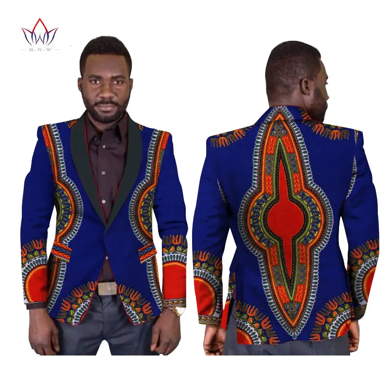 1 BRW M-6XL, стиль, африканская Мужская одежда, блейзер высокого качества, Мужская однокнопочная Обычная африканская Дашики, мужская одежда с принтом, WYN169 - Цвет: 1