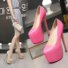 Пикантные женские свадебные туфли-лодочки с круглым носком; сезон весна-осень; туфли-лодочки на платформе и очень высоком каблуке 18 см; женская обувь; Цвет черный, красный; большие размеры 44