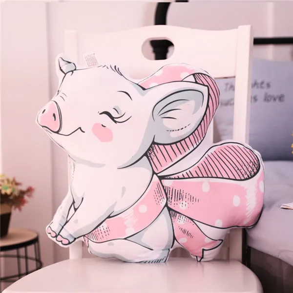 Pig 1 шт. Kawaii Bear плюшевая подушка медведь слон кролик лиса свинья подушка игрушки милые животные Подушка Дети Девочки Подарки - Цвет: Pig