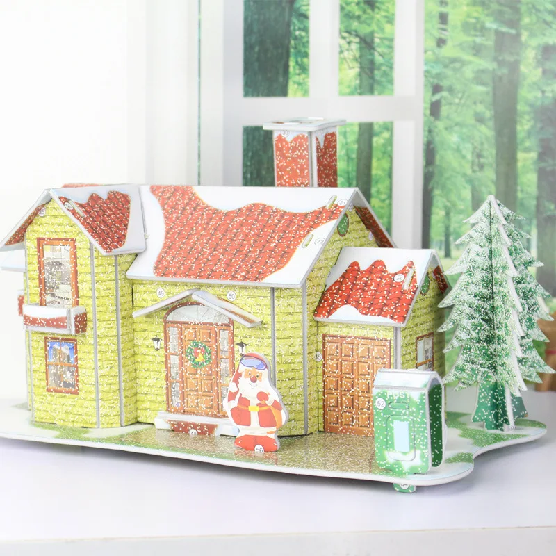 Рождественское украшение для дома 3D жесткая бумага рождественский дом DIY