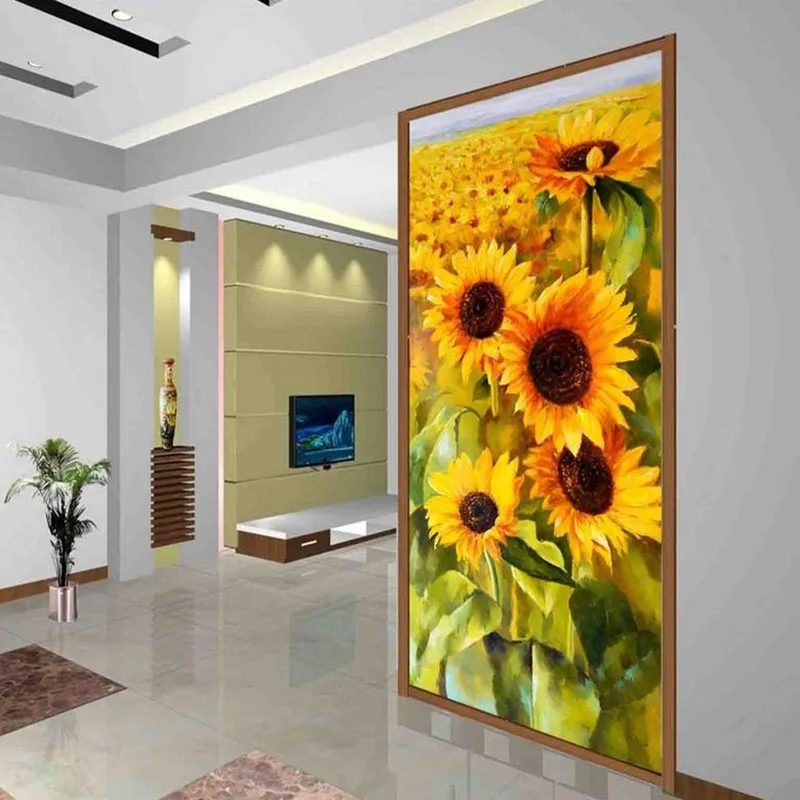 3D фотообои природа в виде подсолнечника|nature mural|mural wallpaperpapel de parede floral |