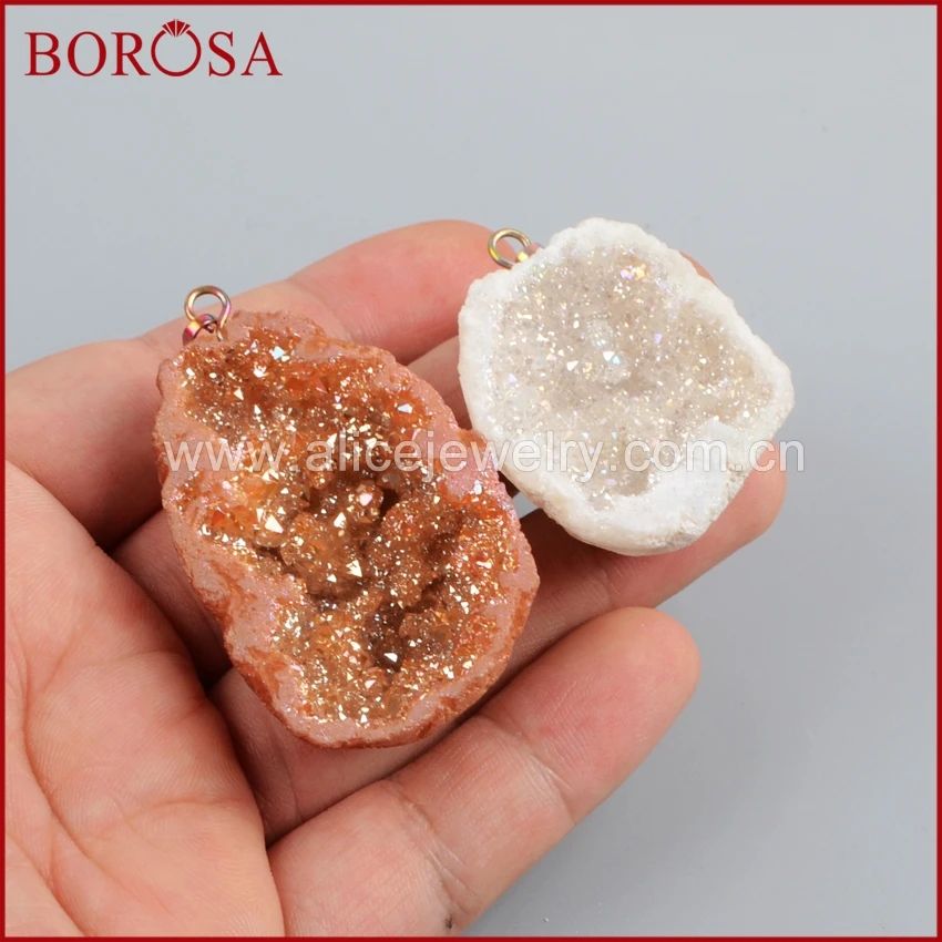 BOROSA Druzy свободной формы в виде пещеры Радужный Титан кристалл кулон мода