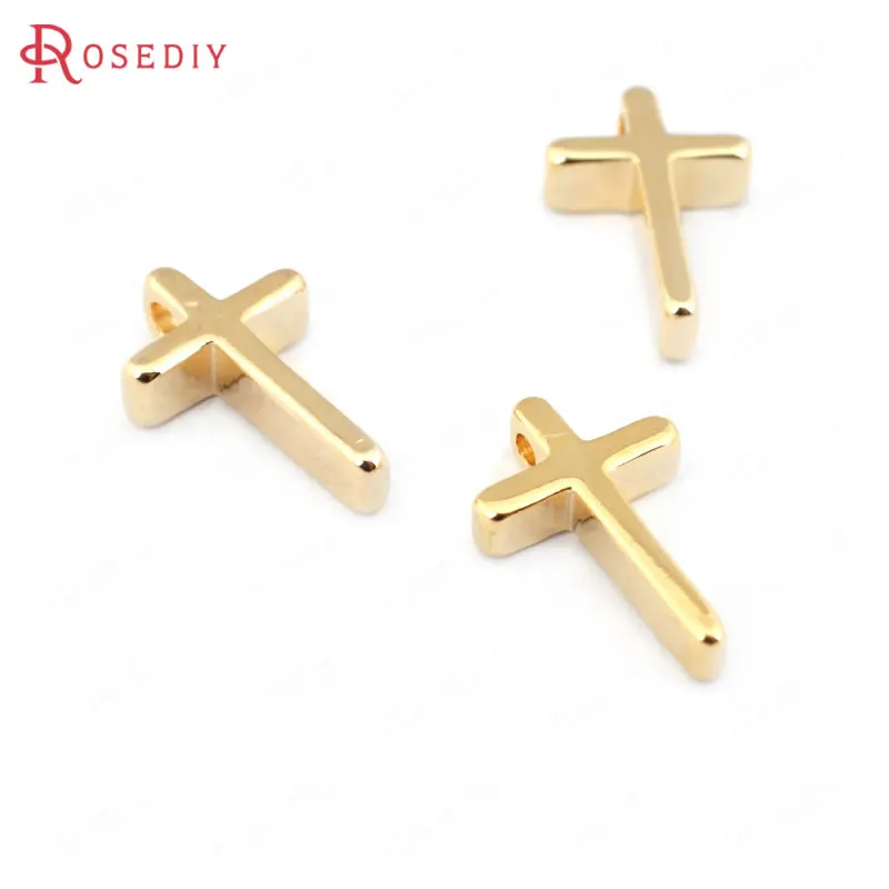

(31733)20PCS 13x8MM 24K Gold Color Brass Small Cross Charms Pendants Jewelry Necklaces Making Supplies Diy Findings Accessories