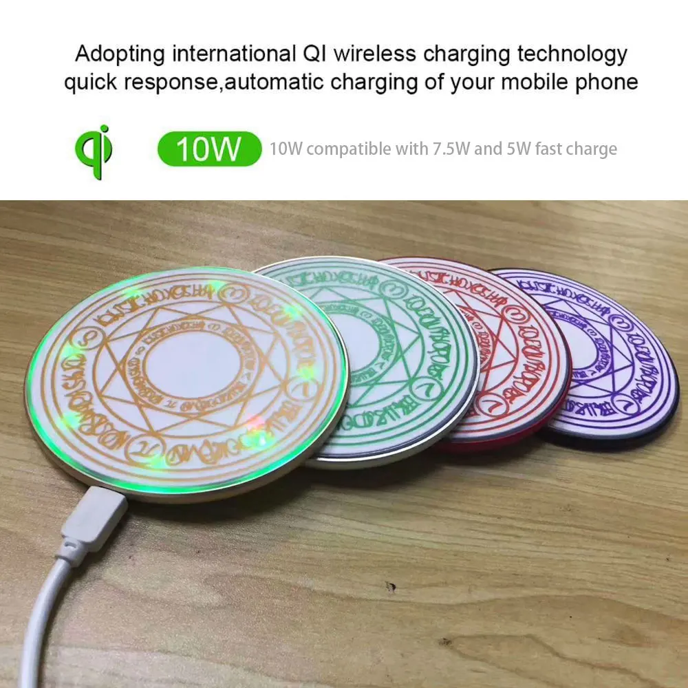 4 Colors Mini Glowing Magic Array Wireless Charger Universal Qi Fast Charge Stand Pad for iPhone Samsung Huawei | Электроника