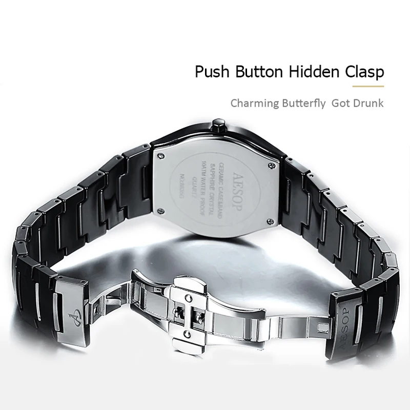 AESOP керамика любителей пара часов для женщин мужчин сапфировое стекло кварцевые