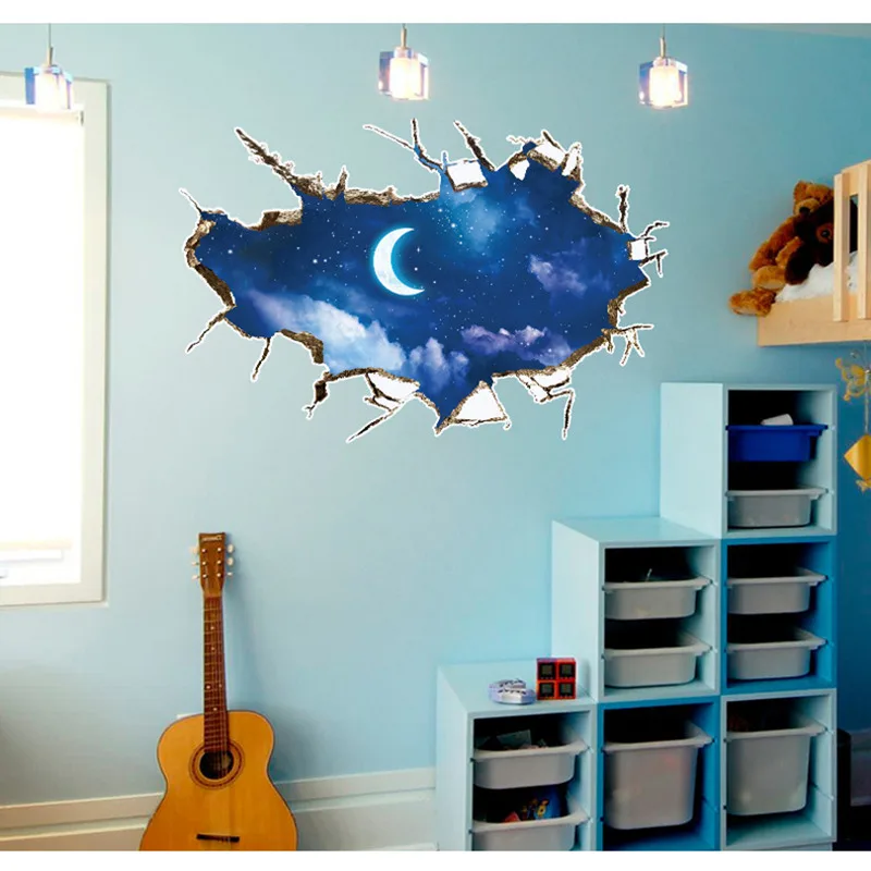 3D креативная Водонепроницаемая Настенная Наклейка звездное небо для детских