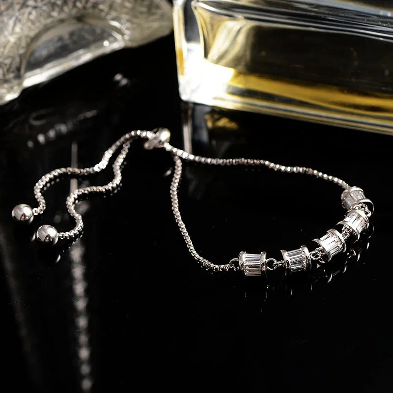 Элегантный регулируемый Дизайн длины белый золотой цвет теннисные браслеты для