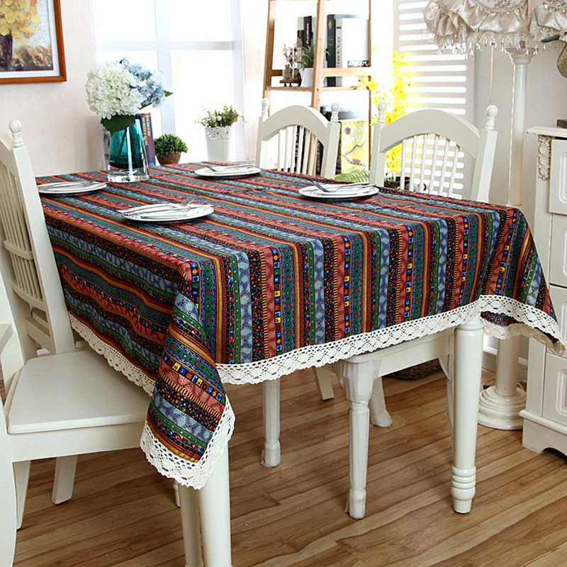 Скатерть из льна и хлопка блестящая в полоску|table cloth|linen cotton tableclothcotton tablecloths |