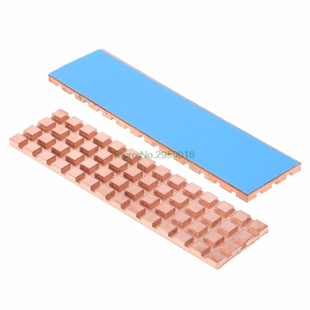 Медный радиатор теплоотвод теплопроводящий клей для M.2 NGFF 2280 PCI-E NVME SSD 67*18 мм толщина 2 мм/3 мм/4 мм C26