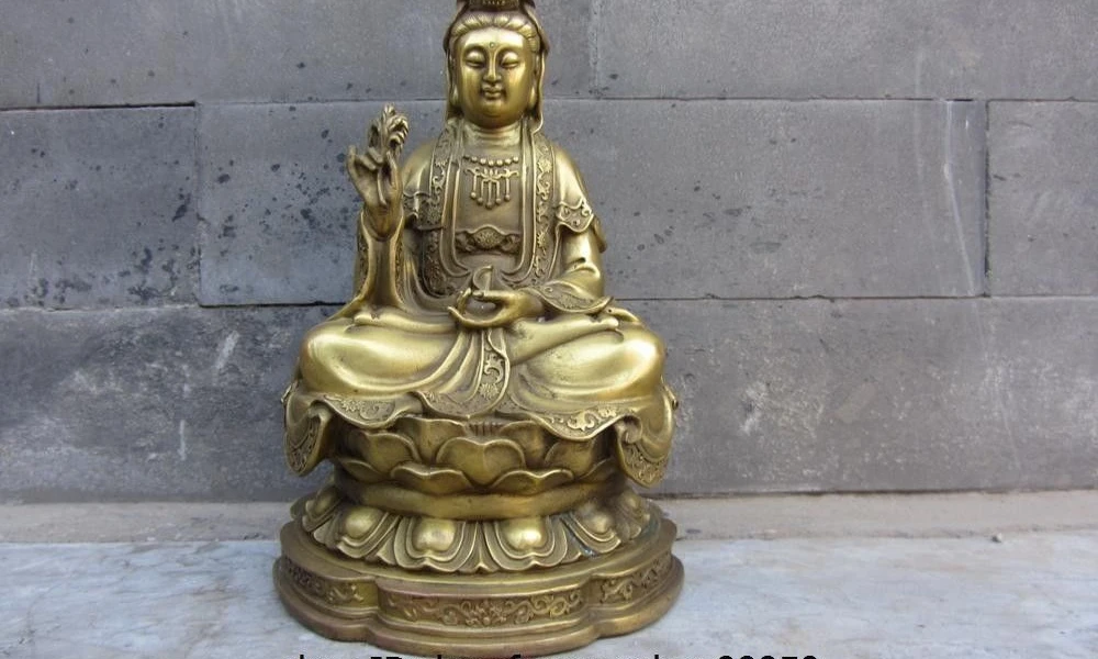 

Buddhism Brass Copper Sit lotus flower Guan Yin Kwan-yin Boddhisattva Buddha