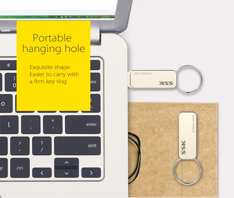 SSK SFD268 USB флеш-накопитель 64 ГБ USB 2,0 флеш-накопители высокоскоростной металлический водонепроницаемый
