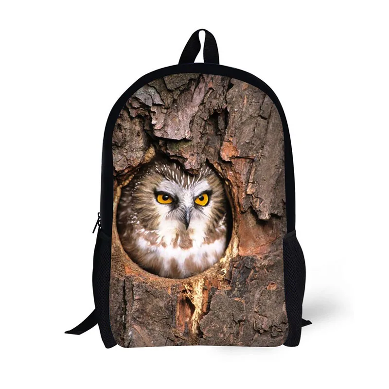 Черный рюкзак для девочек мужской с 3D принтом совы школьный ранец повседневного
