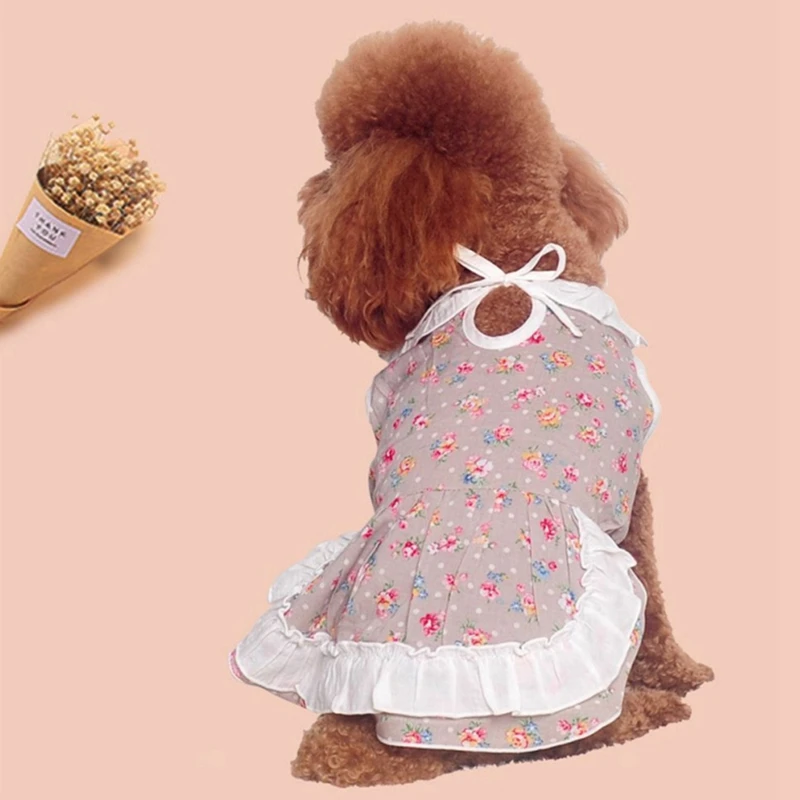 Платье для собаки милая жилетка юбка с цветочным рисунком летняя одежда и кота