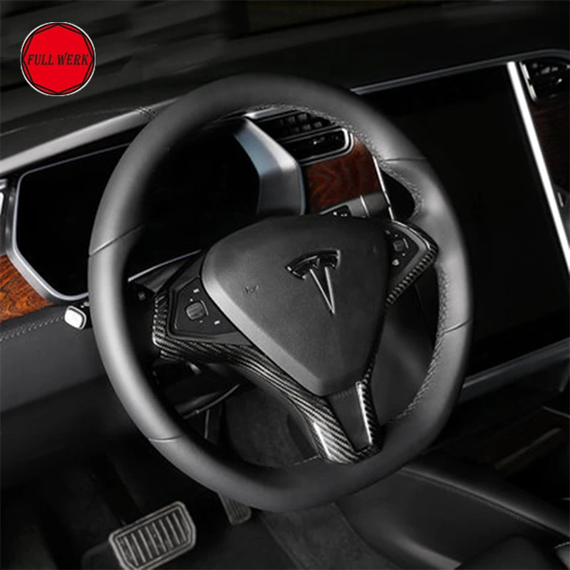 

Вставка на руль автомобиля из углеродного волокна, отделка, рамка, чехол для Tesla Model S X 2016-2017, чехол на рулевое колесо, внутренние молдинги