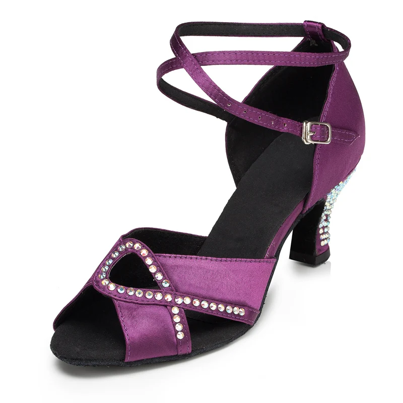 Женские черные танцевальные туфли со стразами zapatos de baile latino mujer синие для